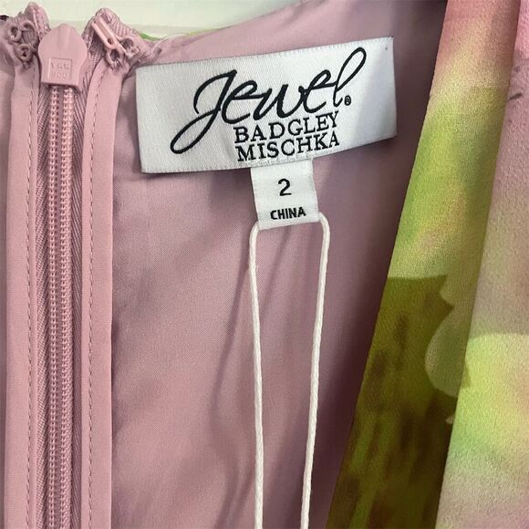 Badgley Mischka Women's Floral Georgette Mini Dress Size 2 Multicolor - Picture 4 of 7